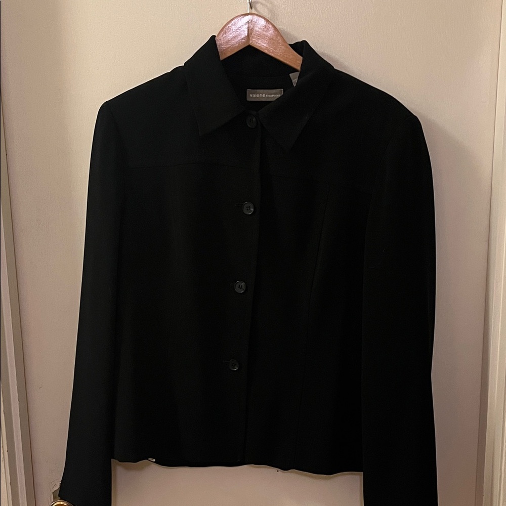 Black Cropped Button-Up Jacket